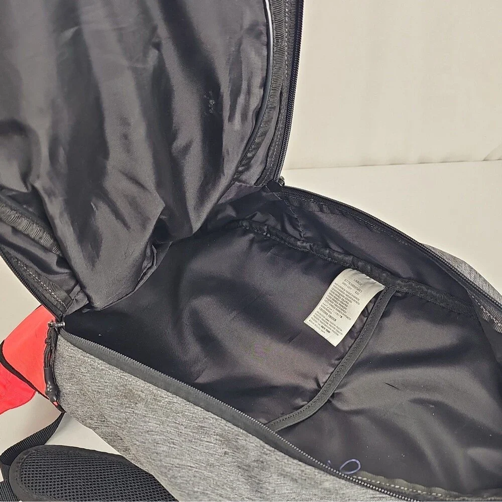 Jordan Air School Backpack 9B0503-GEH Grey Red Pencil Case Used